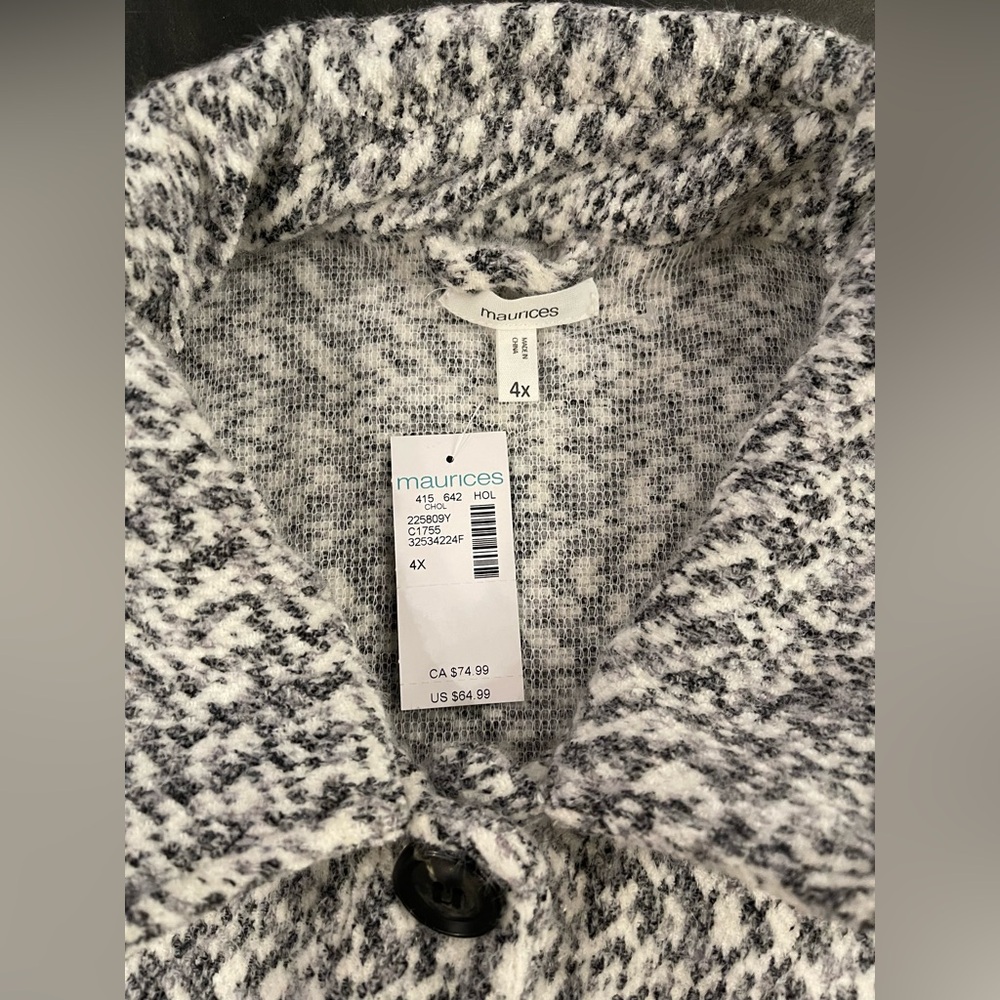 MAURICES 4X NWT Soft Longline Shacket
Gray/Silver Herringbone Design MSRP$65 - Picture 6 of 10